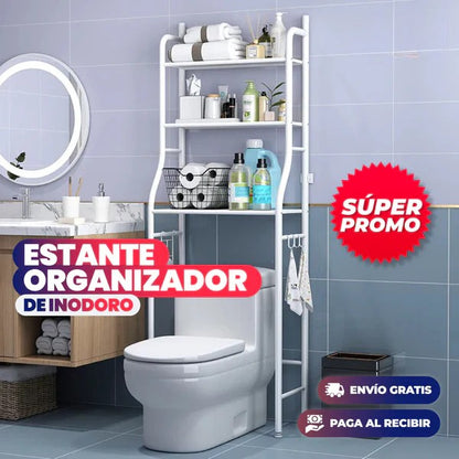 METAL CROMADO Y CARBONIZADO RESISTENTE AL ÓXIDO - Estante Organizador para Baño 3 Niveles