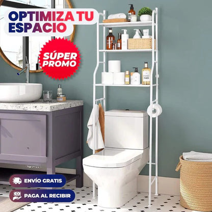 METAL CROMADO Y CARBONIZADO RESISTENTE AL ÓXIDO - Estante Organizador para Baño 3 Niveles