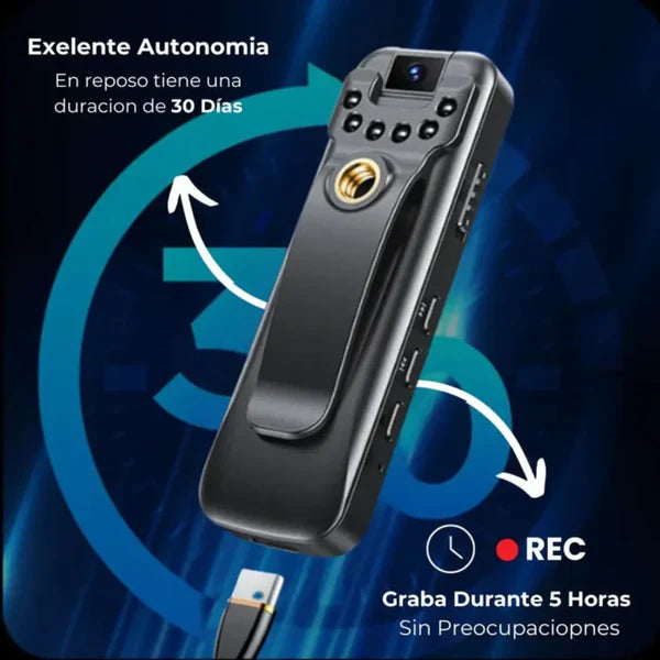 Cámara de acción 1080P - diseño con clip portátil, transmisión por Wi‑Fi y guía de compatibilidad de la aplicación, visión nocturna infrarroja, adecuada para deportes al aire libre