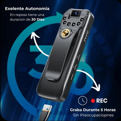 Cámara de acción 1080P - diseño con clip portátil, transmisión por Wi‑Fi y guía de compatibilidad de la aplicación, visión nocturna infrarroja, adecuada para deportes al aire libre